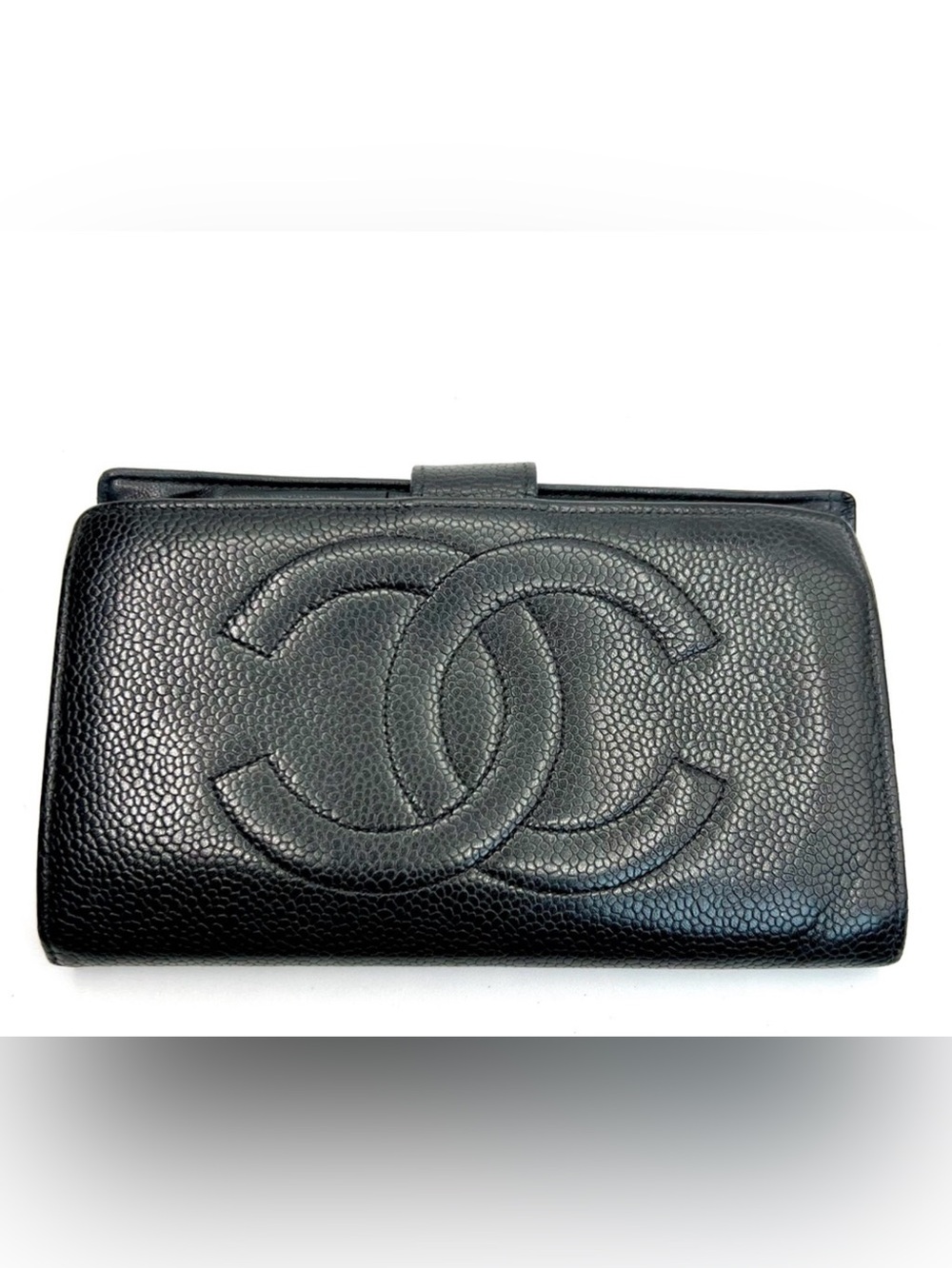 Chanel Black Caviar Leather Kiss Lock Wallet